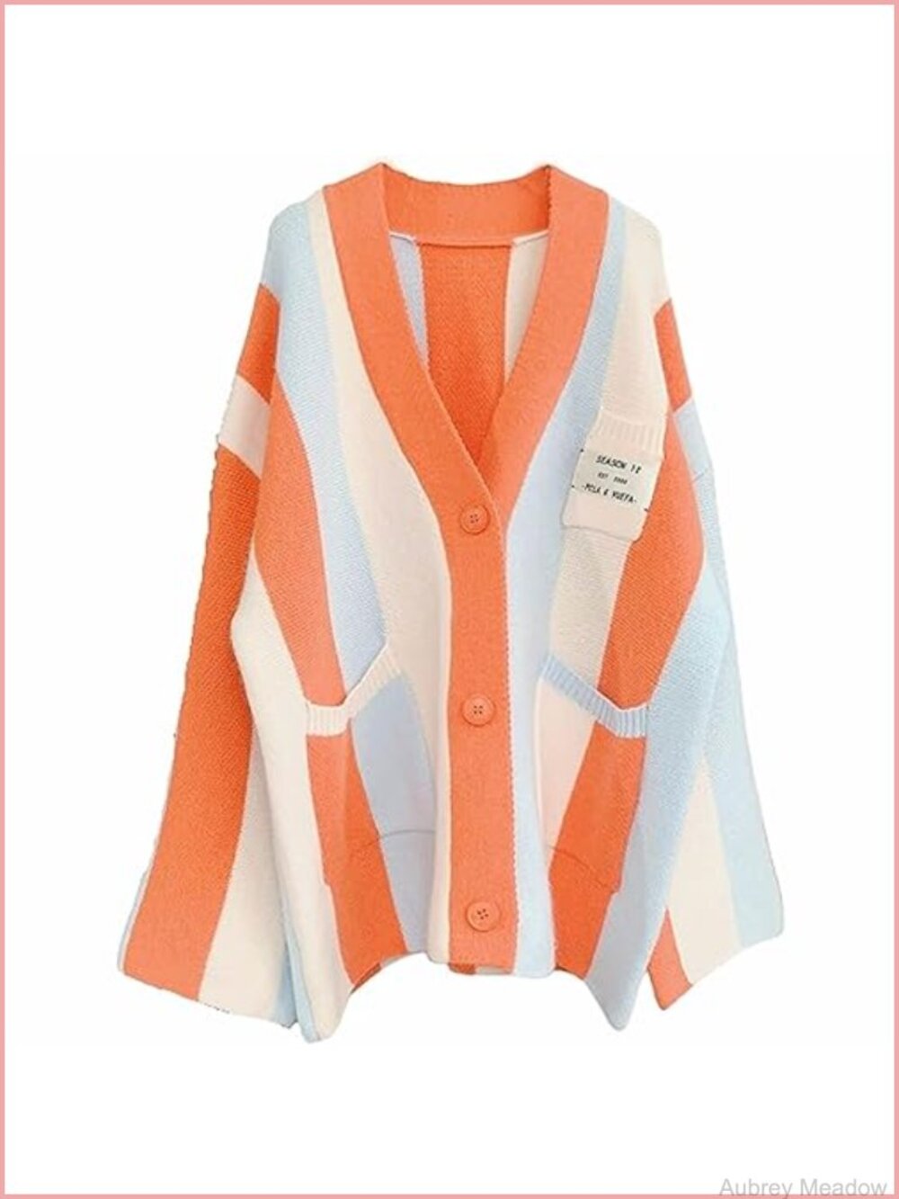 Women's Long Sleeve Cable Knit Color Block Striped Cardigan Sweater